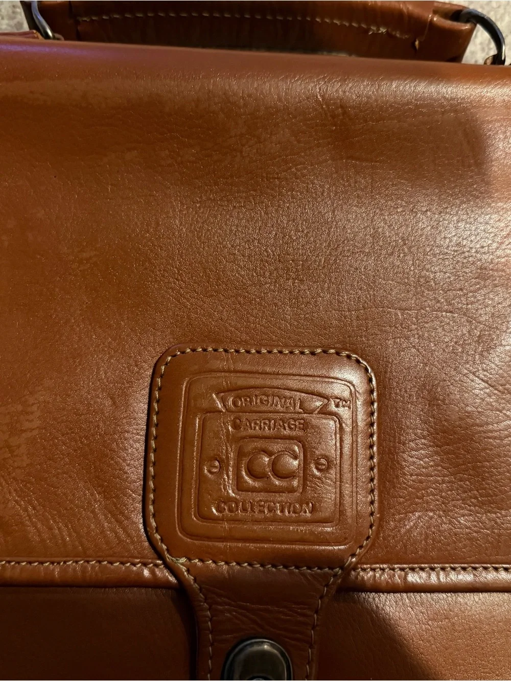 Vintage Brown Leather Briefcase - Classic Men Bags Original Carriage Collection